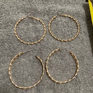 Gold-Tone Twisted and Textured Hoop Earring Set - Gold